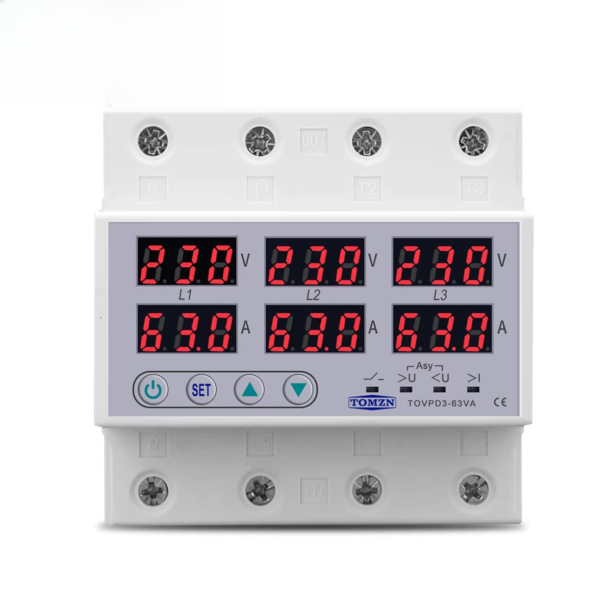 Din Rail Circuit Breaker - Трехфазный 3P+N вольтметр-амперметр на DIN-рейку с