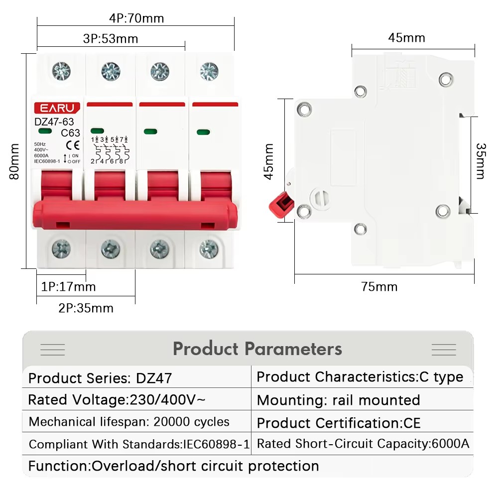 Автоматический выключатель EAR – обзор и цена Din Rail Circuit Breaker