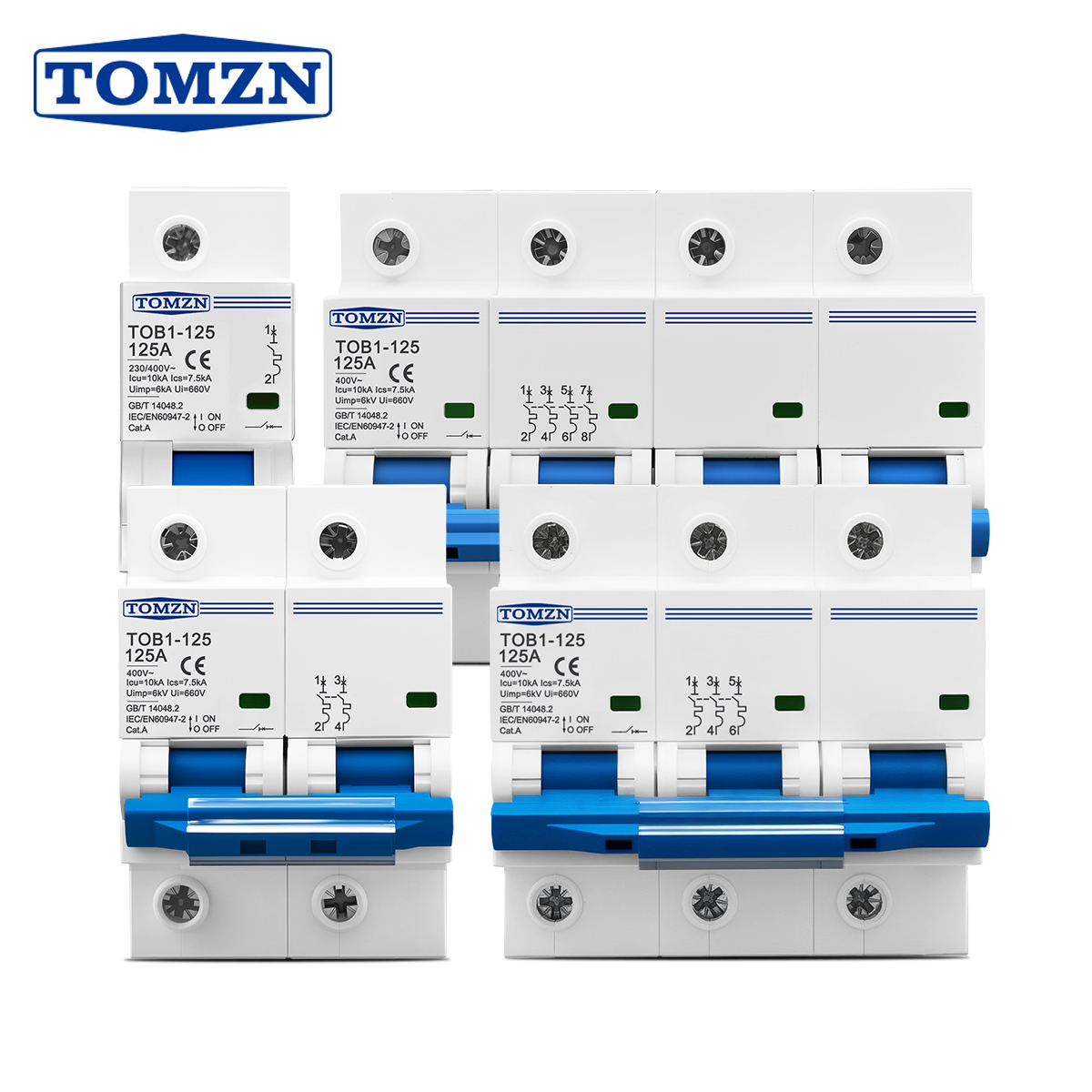 1P 2P 3P 4P 400V AC Сильноточн – обзор и цена Din Rail Circuit Breaker